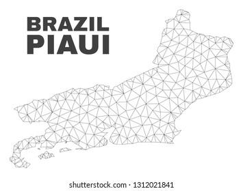 Abstract Piaui State map isolated on a white background. Triangular mesh model in black color of Piaui State map. Polygonal geographic scheme designed for political illustrations.
