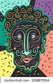 abstract picture in african style man's face