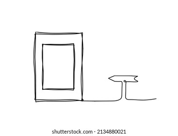 Abstract picture frame with direction as continuous lines drawing on white background. Vector