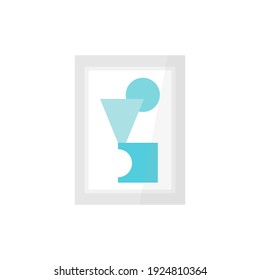 Abstract picture in a frame on the wall in the living room. Flat vector illustration