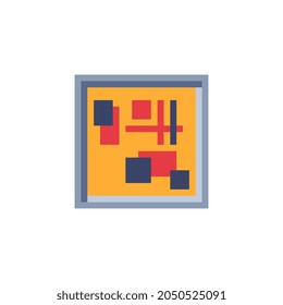 Marco de imagen abstracto en la pared. Icono de arte de píxeles. Plantilla de vectores. 8 bits. Ilustración aislada. 