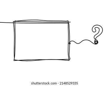 Resumen del marco de imagen con signo de interrogación como líneas continuas dibujando sobre fondo blanco. Vector