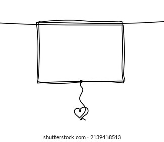 Abstract picture heart with question mark as continuous lines drawing on white background. Vector