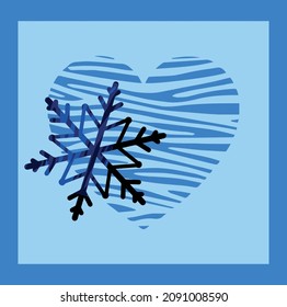 abstract picture with heart and snowflake vector