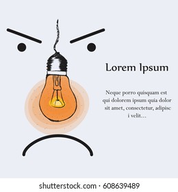 Abstract picture of a light bulb instead of a nose. Abstract image of cold. Can be used for medical design