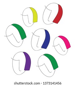 An abstract picture of many faces with different colors of hair vector color drawing or illustration 