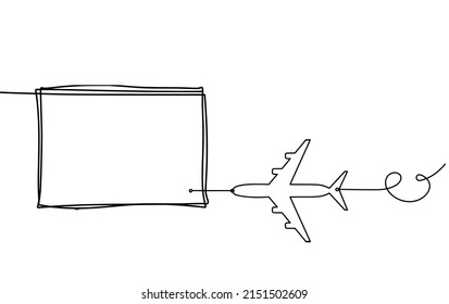 Abstract picture plane with  as continuous lines drawing on white background. Vector