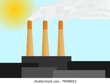 Abstract picture tubes of industrial enterprise and the filters installed on them, to clear smoke from the emission of harmful substances into the atmosphere.