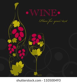 Abstract picture of wine bottle and wine glass
