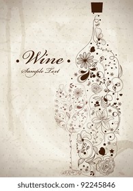 Abstract picture of wine bottle and wine glass