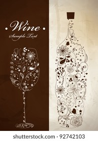 Abstract picture of wine bottle and wine glass