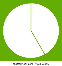 Abstract pie chart for business icon white isolated on green background. Vector illustration
