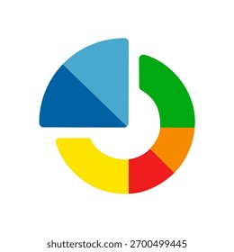 Abstraktes Tortendiagramm und Donut-Symbole - Moderner mehrfarbiger Datenvisualisierungsvektor