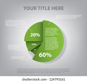 Abstract pie chart graphic for business design, infographics, reports, step presentations, number options or workflow layout. Clean and modern style