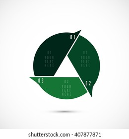 Abstract pie chart graphic for business design, infographics, reports, step presentations, number options or workflow layout. Clean and modern style.  3 option.