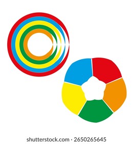 Abstract pie segments. Colorful circular shapes. Geometric block elements. Vector illustration.