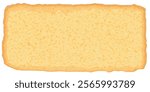 Abstract piece of butter sponge cake isolated cross section view graphic illustration.