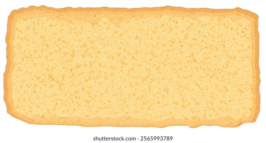 Abstract piece of butter sponge cake isolated cross section view graphic illustration.