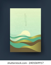 An abstract piece of landscape art. Japanese style. Vector background.