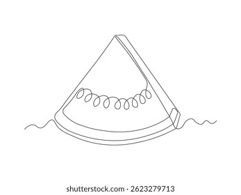 Abstraktes Stück Wassermelone, durchgehende einzeilige Kunstzeichnung Skizze Logo