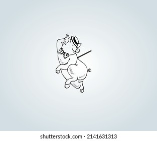 Abstract pig with shading techniques for illustration