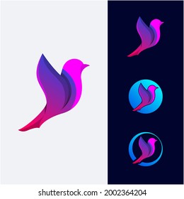 Abstract Pigeon Gradient Color Logo Template