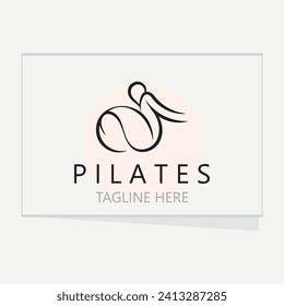 Abstract pilates Logo, Yoga identity body balance vector monoline Design Template. wellness lifestyle