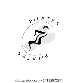 Abstract pilates Logo, Yoga identity body balance vector monoline Design Template. wellness lifestyle