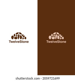 Abstract Pile of Twelve Grain Stones Logo in Simple Style Concept and Brown Color - Vector Illustration