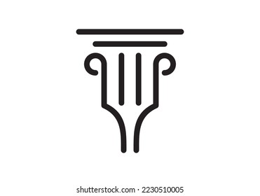 logotipo abstracto del pilar y de la horquilla. diseño de restaurante clásico. símbolo de línea creativa.