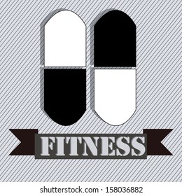 abstract pills with fitness text on special gray background