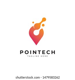 abstract pin icon logo design vector template