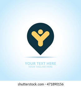 Abstract Pin logo, design concept, emblem, icon, logotype element for template.