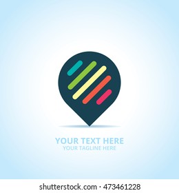 Abstract Pin logo, design concept, emblem, icon, flat logotype element for template.