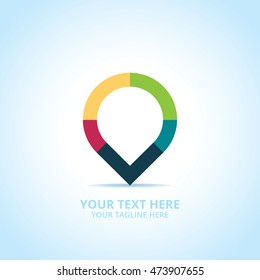 Abstract Pin logo, design concept, emblem, icon, flat logotype element for template.