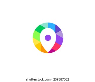 Abstract pin logo design template. Colorful vector icon.