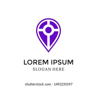 Abstract Pin Logo Design Vector Illustration Template