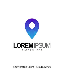 abstract pin logo, location design vector template