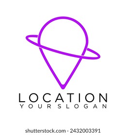 abstract pin maps planet logo, location design vector 