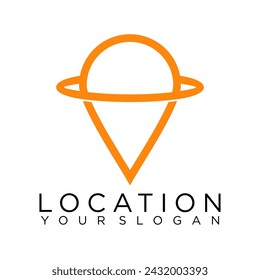 abstract pin maps planet logo, location design vector 