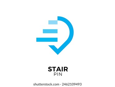 abstract pin with stair logo design vector