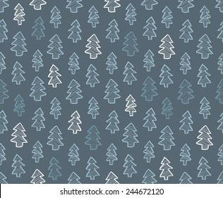 Abstract pine tree forest seamless pattern background