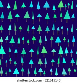 Abstract pine tree forest seamless pattern background
