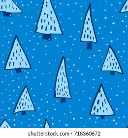 Abstract pine tree forest seamless pattern background. Endless background for textile, fabric, wrapping paper, web design, wallpaper, scrapbook.