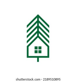 abstract pine tree house vector logo design