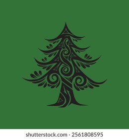 Abstract pine tree vector, tree tattoo design vector, Tribal pine tree vector, icon.