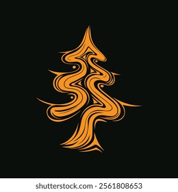 Abstract pine tree vector, tree tattoo design vector, Tribal pine tree vector, icon.