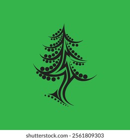 Abstract pine tree vector, tree tattoo design vector, Tribal pine tree vector, icon.