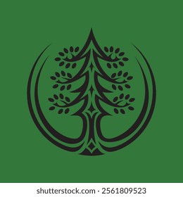 Abstract pine tree vector, tree tattoo design vector, Tribal pine tree vector, icon.
