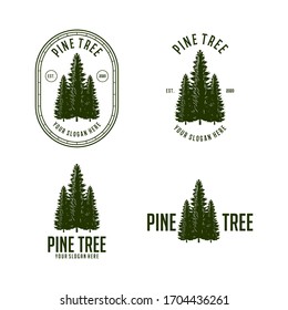 abstract pine trees vintage logo design template vector